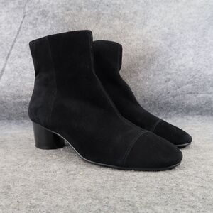 Nine West Shoes Womens 9 Booties Classic Fashion Leather Block Heel Black Zip